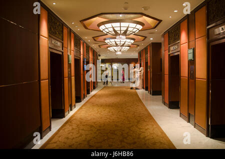 Asian thai people posing pre wedding for take photo at inside hall of hotel on March 30, 2017 in Bangkok, Thailand. Stock Photo
