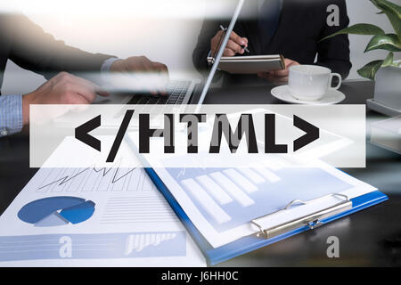 Learn HTML, web development and web design,  Trendy long shadow flat design and HTML word on screen Computer Coding Code Php Programming Coding Cybers Stock Photo