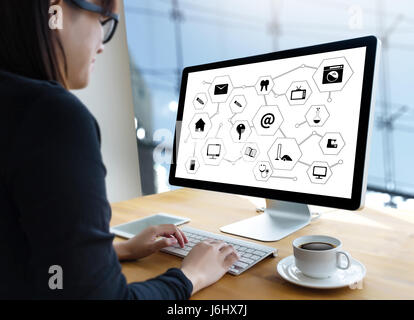 Technology Display On and off Switch Button cyberspace and future technology concept Stock Photo