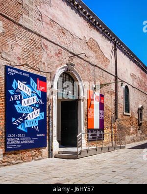 Venice,Castello,Arsenale. 57th Venice Biennale 2017,La Biennale di Venezia. Exhibition entrance Stock Photo