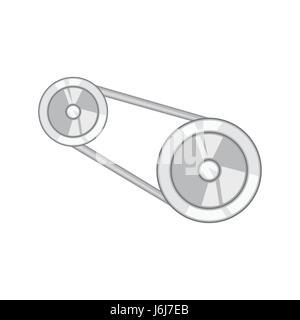 Timing belt icon, black monochrome style Stock Vector