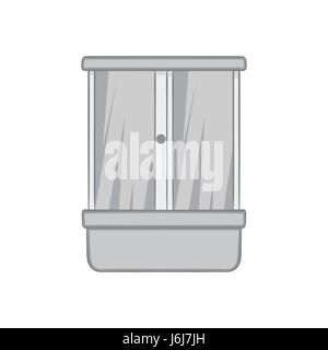 Shower cabin icon, black monochrome style Stock Vector