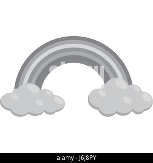 Clouds and rainbow icon, black monochrome style Stock Vector