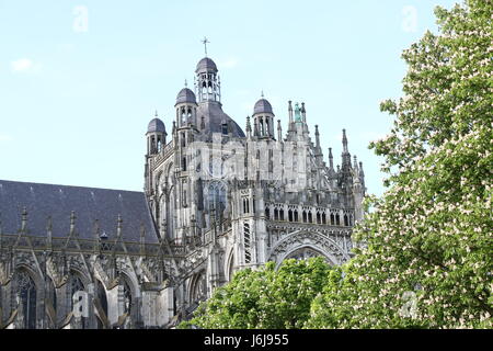 Medieval Sint-Janskathedraal (St. John's Cathedral). City of  Den Bosch, Brabant, Netherlands, seen from Parade square. Brabantine Gothic style Stock Photo