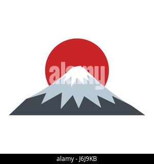 The sacred mountain of Fuji, Japan icon flat style Stock Vector