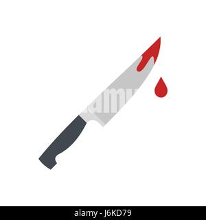 Bloody knife icon, flat style Stock Vector