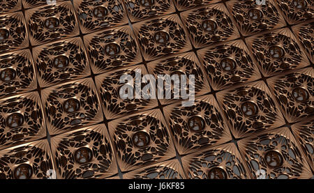 Gold moldings tiles on the wood board. Luxury pattern  background. 3d rendering. 3d illustration Stock Photo