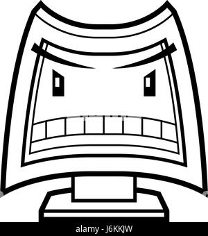 A cartoon computer screen with an angry expression. Stock Vector