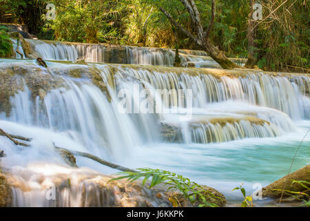 Kuang Si Waterfalls, Luang Phrabang, Laos. Stock Photo