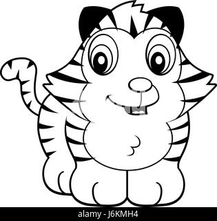 A cartoon baby tiger cub smiling and happy. Stock Vector