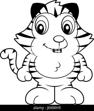 A cartoon baby tiger cub smiling and happy. Stock Vector