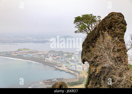 Apr 7, 2017 View of Seongsan Sunrise Peak in Jeju Island, South Korea Stock Photo