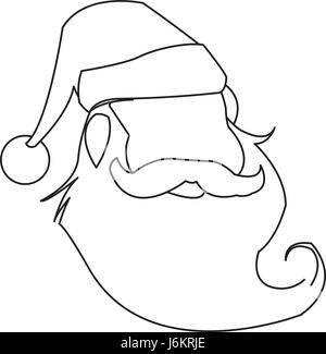 funny face santa claus christmas celebration outline Stock Vector