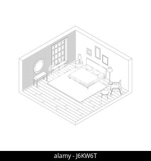 Bedroom line interior. Stock Vector