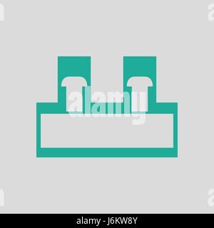 Electrical connection terminal icon. Gray background with green. Vector ...