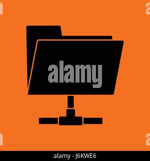 Shared folder icon. Orange background with black. Vector illustration. Stock Vector