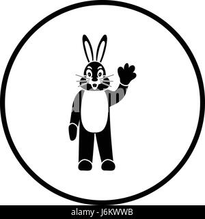 Hare puppet doll icon. Thin circle design. Vector illustration. Stock Vector