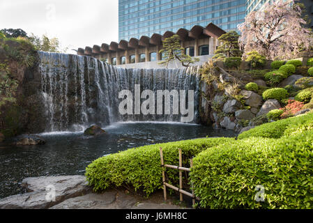 New Otani hotel Japanese gardens.Typical japanese garden in the centre of Tokyo. Stock Photo