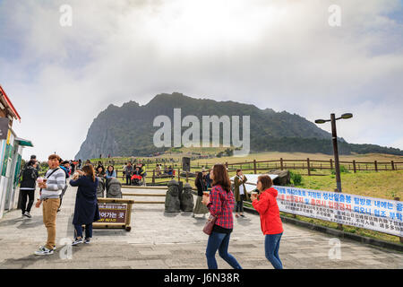 Apr 7, 2017 View of Seongsan Sunrise Peak in Jeju Island, South Korea Stock Photo