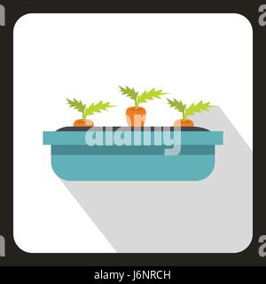 Carrot growing in blue box icon Stock Vector