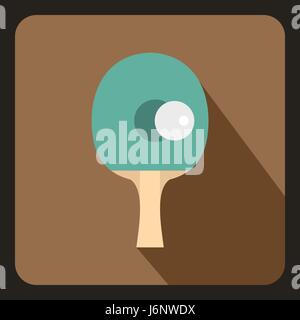 Table tennis racket with ball icon, flat style Stock Vector