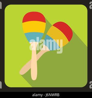 Maracas icon, flat style Stock Vector