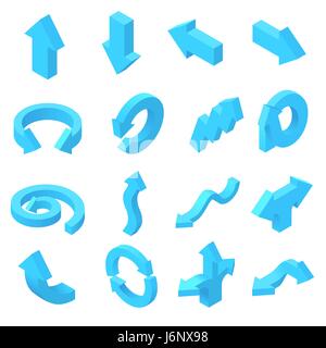 Arrows icons set in isometric 3d style Stock Vector