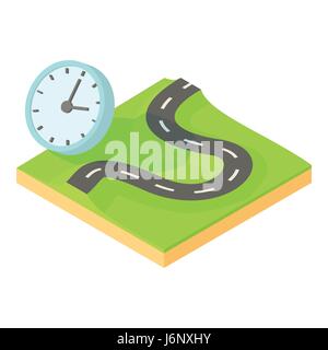 Time of route icon, cartoon style Stock Vector