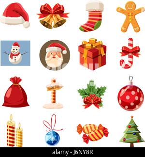 Christmas icons set, isometric 3d style Stock Vector