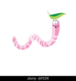 Vector сartoon icon of pink worm Stock Vector