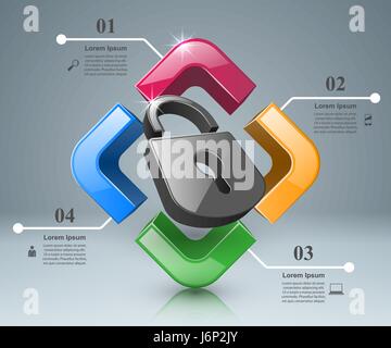 Infographic illustration. Lock icon. Stock Vector