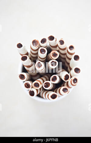 Chocolate cream rolls traditional Polish snack Stock Photo