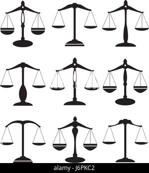 vector illustration of scales of justice set isolated on white background Stock Vector