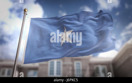 Somalia Flag 3D Rendering on Blue Sky Building Background Stock Photo