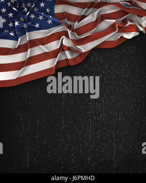 America USA Flag Vintage on a Grunge Black Chalkboard With Space For Text Stock Photo