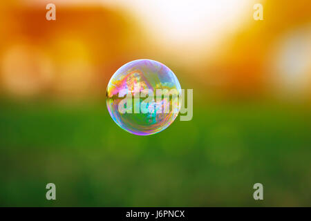 beautiful festive background with iridescent soap bubbles Stock Photo