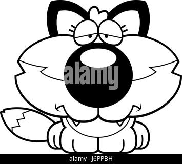 A cartoon illustration of a fox cub with a sad expression. Stock Vector