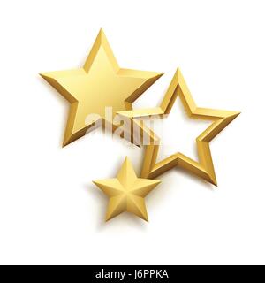 Realistic metallic golden star background. Vector illustration Stock Vector