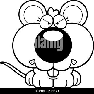 A cartoon mouse with an angry expression. Stock Vector