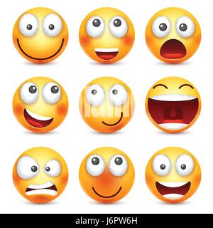 Smiley emoji vector set. Smileys emoticon happy, cute, crying and cyclops  eye yellow icon collection isolated in white background for graphic  elements Stock Vector Image & Art - Alamy