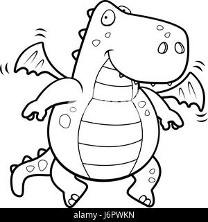A happy cartoon dragon flying and smiling. Stock Vector