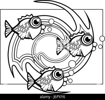 A group of cartoon fish swimming underwater. Stock Vector