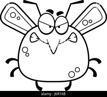 A cartoon illustration of a mosquito looking angry. Stock Vector