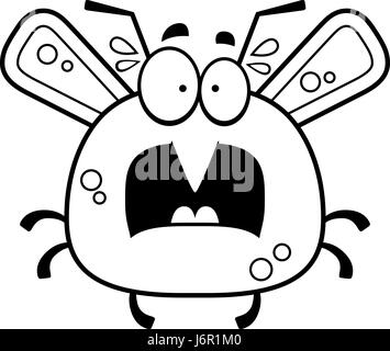 A cartoon illustration of a mosquito looking scared. Stock Vector