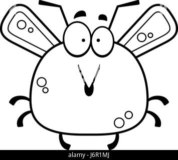 A cartoon illustration of a mosquito looking surprised. Stock Vector