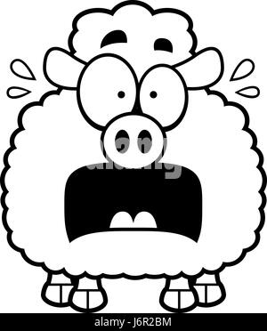 A cartoon illustration of a lamb looking scared. Stock Vector