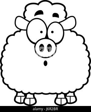 A cartoon illustration of a lamb looking surprised. Stock Vector