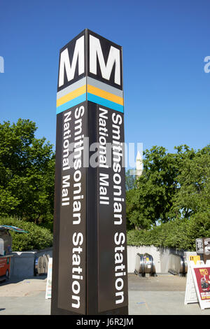 sign for smithsonian metro underground train system national mall Washington DC USA Stock Photo