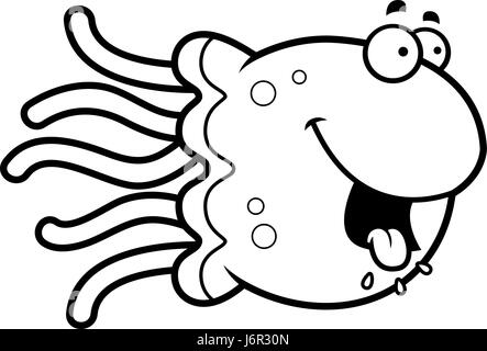 A cartoon illustration of a jellyfish looking hungry. Stock Vector