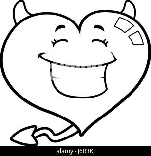 A cartoon devil heart smiling and happy. Stock Vector